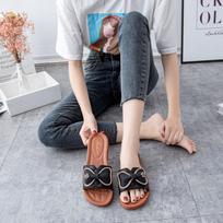 New Sandals Ladies Summer Slippers Anti Slip Casual Outwear Beach Shoes Women's Flat Bottom Slippers 36 juoda