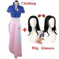 Anime Cosplay Kostiumas Suknelės Apranga Nico Robin Cosplay Individualūs Akiniai Šventės Perukas Kostiumų Rinkinys Mergaitei Helovinas Karnavalas Kostiumas L-(Costume+Wig)