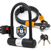 Dviračio U-Lock - Sigtuna dviračio užraktas, apsaugantis nuo vagystės su 4 pėdų / 1,2 m laidu, dviračio U formos užraktas su tvirtu kalnų dviračių, elektrinių dviračių tvirtinimo laikikliu, oranžinė