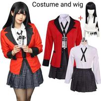 Anime Kakegurui Jabami Yumeko Cosplay Kostiumas Helovinas Sayaka Kompulsinė Lošėja Japonijos Mokyklos Mergaičių JK Uniforma Helovinas Cos L-(Costume+Wig)