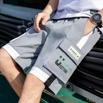 Vyriški madingi cargo šortai Vyriški su raidžių spaudiniu kišeniniai šortai Vasaros naujos mados laisvalaikio tiesūs šortai Vyriški 3XL black