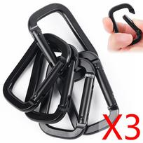 Mini karabinas raktų pakabukas aliuminio lydinio D žiedas sagtis spyruoklinis užsegimas kabliukai raktų pakabukas karabinas raktams stovyklavimo priedai D - 3pcs(Black)