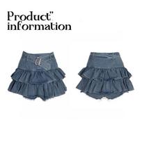 Spring and Summer Fashion Ruffle Edge Anti-flight Denim Half Body Skirt Pure Desire Small Fresh Simple Commuter Do Old Short Skirt L gray
