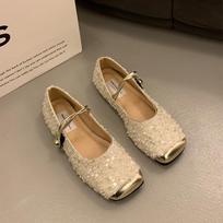 Moteriški „Mary Jane Flats“ batai su dirželiu ant kulkšnies Patogūs neslystantys kvadratiniai laisvalaikio batai su blizgučiais Moteriški suknelės batai vakarėliui 35