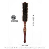 Natural Wooden Bristle Hair Round Brush Hair Roller Brush Hairdressing Anti Static Professional Barber Hair Comb Styling Tools