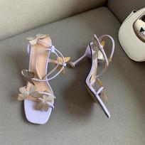 New Plus Size Square Toe Butterfly Shaped Stiletto Sandals High Heels Women's Shoes 39 gray