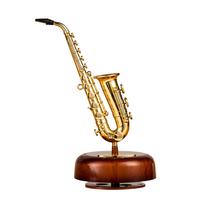 Trimito Muzikinė Dėžutė Klasikinė Mechaninė Muzikinė Dėžutė Sukama Muzikinė Dėžutė Besisukantis Pagrindas Žalvarinis Pučiamasis Instrumentas Miniatiūrinė Kopija Meninis Gaminys Dovana French Horn