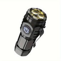 Mini LED įkraunamas USB žibintuvėlis, varlės akies objektyvas, 3 LED dagčiai, penki šviesos režimai, kompaktiškas ir nešiojamas, naktinės kelionės, avarinis remontas AKL-S60
