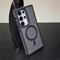 Karinis šarvuotas permatomas magnetinis matinis dėklas, skirtas Samsung Galaxy S24 Ultra S23 S22 Plus, belaidis įkrovimas, atsparus smūgiams, skirtas Magsafe laikiklio dangtelis S24&Case For Samsung juoda