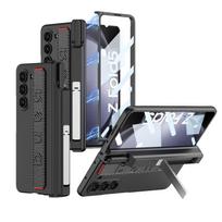 Military  Armor Magnetic Hinge Wrist Strap Holder Case for Samsung Galaxy Z Fold 6 5 Screen Glass Pen Slot Stand Shockproof Full Protection Cover For Galaxy Z Fold 5