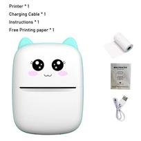 Nešiojamas terminis spausdintuvas mini cat print foto kišeninis terminis etikečių spausdintuvas 58mm spausdinantis belaidis Bluetooth Android iOS spausdintuvai Other mėlyna