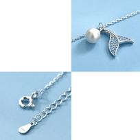 925 Sterling Silver Necklace Mermaid Tail Fish Charm Pendant Delicate Classic Style for Women Fashion Fine Jewelry