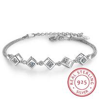 925 Sterling Silver Cube Box Bracelets & Bangles New Fashion Bracelet for Women Sterling-silver-jewelry
