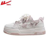 Warrior Women's Shoes Matcha Green and White Shoes Spring New Casual Platform Shoes Children's Star Sports Board Shoes 35 rožinė