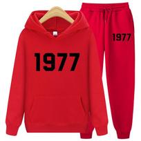 1977 m. džemperio dviejų dalių komplektai Moterų mados prekės ženklo High Street laisva vilna, rudens žiemos šiltų gobtuvų ir kelnių rinkinys L