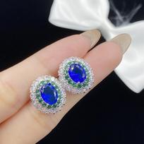 BELLA BOX Retro Londono safyro daug anglies imituojantys balandžių kiaušinių auskarai, tinkantys moteriškiems kasdieniams vakarėliams, madingiems papuošalams Earrings mėlyna