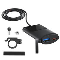 12V–24V dvigubas USB įkroviklio lizdas, vandeniui atsparus motociklo įkroviklis, 30 W PD USB C ir greitas 3.0 su apsaugos nuo maitinimo adapterio įkrovikliu telefonui, planšetiniam kompiuteriui, GPS 6*3.2*2.6cm juoda
