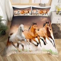 Bėgančio žirgo 3D patalynės komplektas Karališko dydžio Karalienės dydžio Dvigulis Pilno dydžio Viengulis dydis Patalynės komplektas 70x133cm 2pcs
