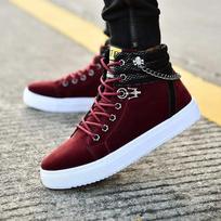 Fashion Fashion Men Shoes with Chain New Casual High Top Sneakers Soft Comfortable Man Canvas Shoes Trend Men's Sports 2024 Zapatos 38 bordinė