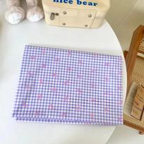 Colorful Checked Cotton Fabric with Bowknot Print for Dresses, Shirts, Pajamas, Homewear, Children's Clothing, 140x100cm 140x100cm violetinė