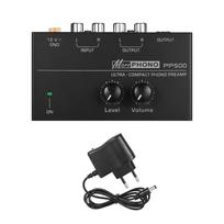 Itin kompaktiškas „Phono Preamp“ pirminis stiprintuvas su lygio ir garsumo valdikliais RCA įvesties ir išvesties 14 colių EU Plug