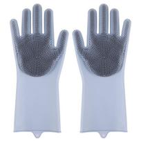 Silikoninės virtuvės valymo indų plovimo pirštinės Magic Scrubber Guminės indų plovimo pirštinės rožinė