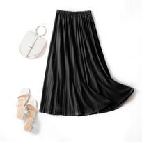 HI-FASHION vasarinis klostuotas sijonas moteriškas senovinis sijonas aukštu juosmeniu Nauja madinga laisvalaikio žalia moteriška solidi ilgi sijonai One Size juoda