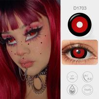 17 mm juodas žiedas, raudonas mini sklera lęšiai, kasmetiniai „Crazy Halloween“ kontaktiniai lęšiai „Tokyo Ghoul Cosplay“ akių kontaktai 17MM raudona