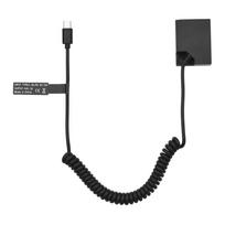 „Andoer NP-W126 Dummy“ baterijos USB-C jungties adapteris, veikiantis baterijos jungtis su USB Type-C spyruokle juoda