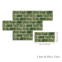 6 vnt 15x30 cm 3D marmuro mozaikos sienų lipdukai, imituojantys plytas miegamojo apdaila, vandeniui atspari lipni plytelė, tapetai virtuvės spintelės dekoras FG32