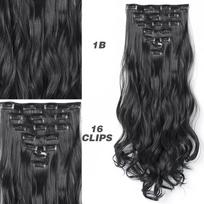 MISS WIG sintetinio pluošto plaukų priauginimas tiesus banguotas plaukas 7 vnt 16 klipų plaukų priauginimas juoda ruda raudona rožinė spalva 22inches
