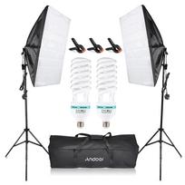 Andoer Fotografijos studijos „Softbox“ apšvietimo rinkinys, 2 vnt. 135 W lemputės, 2 vnt. šviesos stovas, 2 vienetai UK Plug