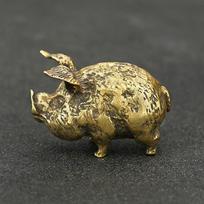 Retro vario kinų 12 Zodiako skraidančios kiaulės statula Namų puošmena Antikvariniai žalvario Laimingo gyvūno figūrėlės maži stalo papuošalai 1pcs