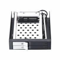 2,5 colio vidinis dviejų lizdų standžiojo disko stovo palaikymas be įrankių Du 2,5 colio SATA HDD / SSD saugos užraktas juoda
