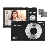 Andoer 2,7K skaitmeninė kamera kompaktiška vaizdo kamera 48MP automatinis fokusavimas 2,88 colio IPS ekranas 16x priartinimas juoda