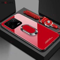 „Xiaomi 13 12T Pro“ grūdinto stiklo telefono dėklas, skirtas „Mi 12S Ultra 12 Lite 12X 11T 13 Pro“ magnetinio žiedo laikiklio stovo dangtelis. For Mi 11i 5G raudona