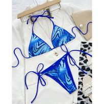 Moteriškas maudymosi kostiumėlis su seksualumu su raštu paminkštintas bikinis, moteriškas maudymosi kostiumėlis Dviejų dalių bikinio rinkinys maudymosi kostiumėliui maudymosi moteriai S mėlyna