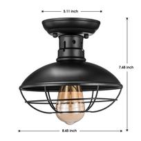 Kaimiško stiliaus lubų šviesaus metalo juodas narvelis įleidžiamas lubų šviestuvas prieškambario virtuvės įėjimui sodyboje A (without bulb) juoda