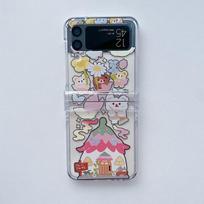 For Samsung Galaxy Z Flip 4 3 Case Cute Cartoon Painted Colorful Transparent Folding Shockproof Protection Back Case Accessories for Samsung Z Flip 3