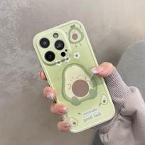 3D Mielas Avokado Animacinis Vaisių Smūgiams Atsparus Bamperis Stovas Laikiklis Telefono Dėklas iPhone 14 11 12 13 Pro Max Minkštas Galinis Dėklas For iPhone 14Pro Max