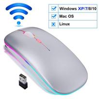 Belaidė pelė Bluetooth pelė Belaidė kompiuterio pelė Rgb Įkraunama Ergonomiška LED apšviesta Mause Tyli pelė nešiojamam kompiuteriui Wireless Silver B