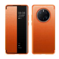 Magnetinis atverčiamas odinis telefono dėklas, skirtas Huawei P50 Pro P40 Lite P30 Honor 50 Nova 9 8 7 Mate 50 40 30 RS smūgiams atsparus Smart View dangtelis For P50 oranžinė