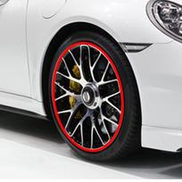 Automobilio ratlankio lipdukas, chromuotas ratlankio dekoravimas, automobilių padangų ratlankiai, padengti juostele, apsauginė dekoracija, automobilio stiliaus išorė Red 8M x 0.8cm