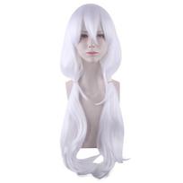 Danganronpa Angie Yonaga Cosplay perukai moteriški balti ilgi karščiui atsparūs sintetiniai plaukai Dangan Ronpa V3 Killing Harmony kostiumo perukai 70CM balta