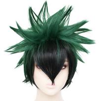 Anime Mano Herojaus Akademija Boku no Hiro Akademija Perukai Izuku Midoriya Trumpas Žalias Juodas Ombrė Karščiui Atsparus Cosplay Perukas One Size žalia