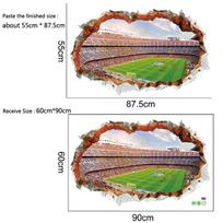 Sulaužyta siena 3D futbolo aikštės sienų lipdukai vaikams kūdikių kambariuose miegamojo namų dekoravimo sieniniai plakatai Futbolo lipdukų meniniai lipdukai