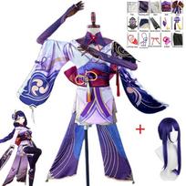 Žaidimas   Raiden Šogun Kostiumas Baal Perukas Beelzebul Cosplay Seksualus Moteriškas Kimono Suknelė Uniforma Vakarėliui Su to XS-(Costume+Wig)