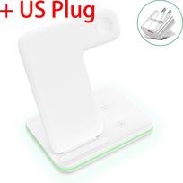 3 viename belaidžio įkroviklio stotelė, skirta Apple Watch Airpods Pro 15w greito indukcinio įkroviklio, skirto iPhone 11 12 13 14 Pro Max Iwatch White with US balta