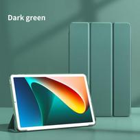 Minkštas silikoninis odinis dėklas, skirtas Xiaomi Pad 5/6 Pro 11 colių Redmi Pad 10.6 Smart Flip Cover TPU smūgiams atsparus apsauginis dangtelis Xiaomi Pad 5 5 Pro 11inch tamsiai žalia spalva