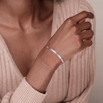 Fashion Gold Plated Flat Snake Chain Bracelets Bangle for Women Herringbone Chain on The Hand Accessories Jewelry